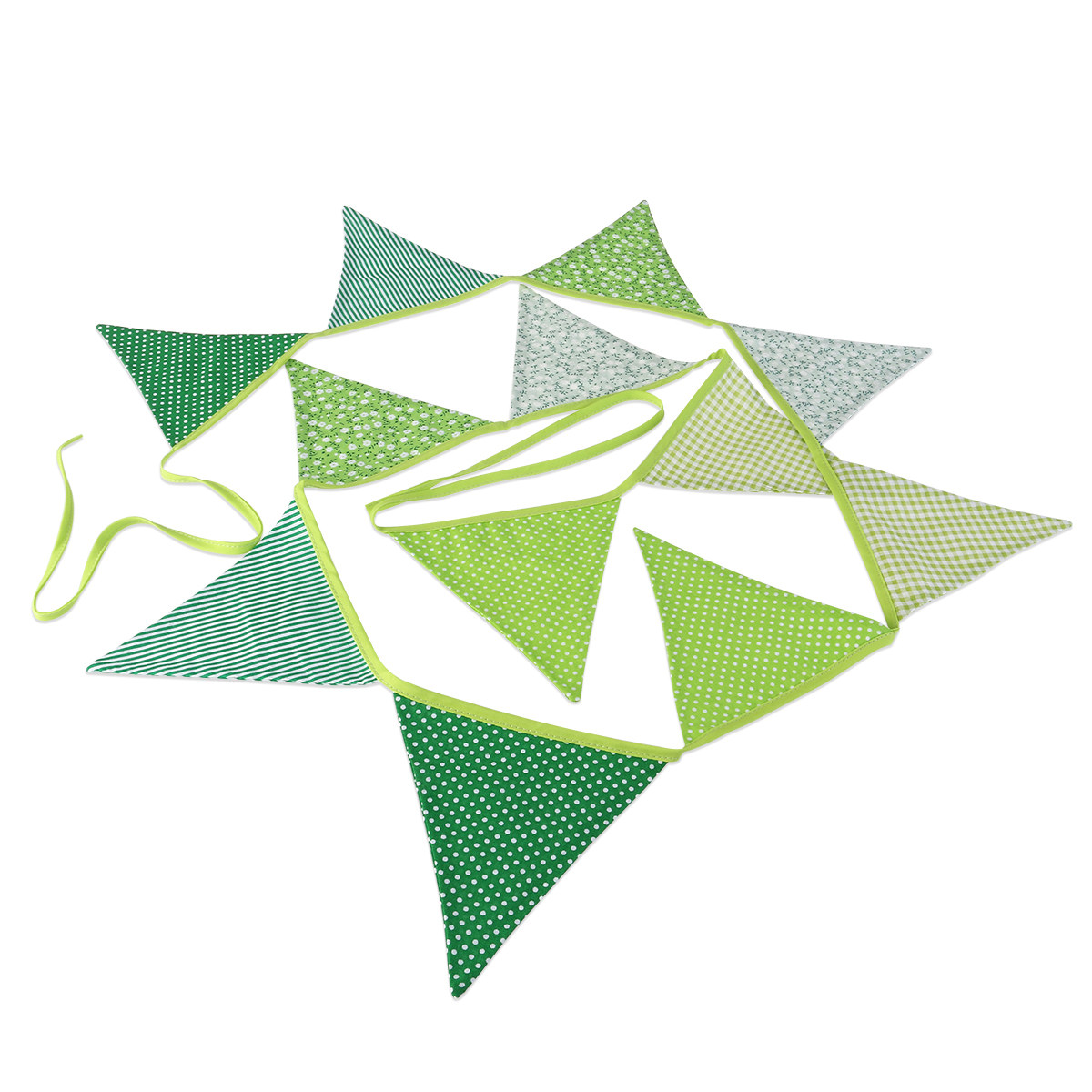 Baby Nursery Bunting - 12Pcs Green Triangle Flags Vintage Cotton