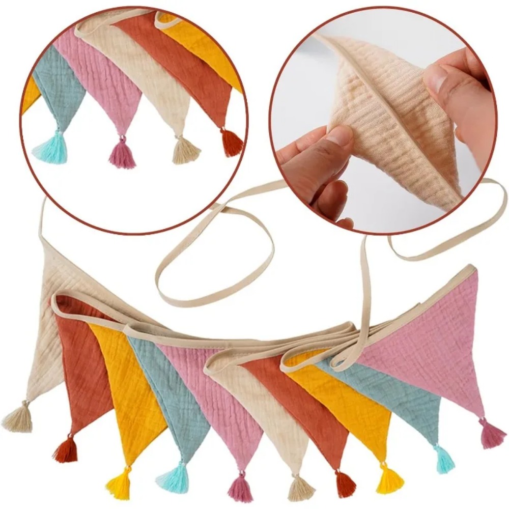 Baby Nursery Bunting - 10 PCS Fabric Flag Banners Multicolor