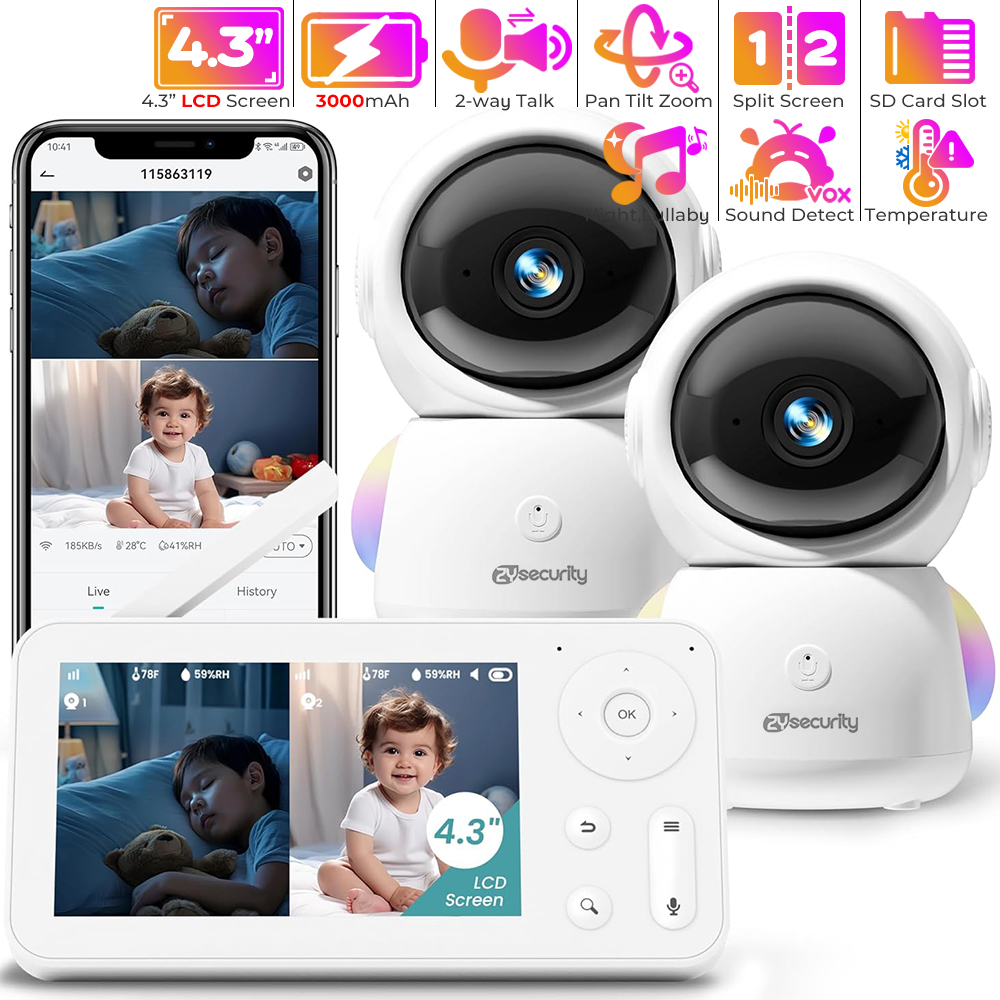 Baby Nursery Mobile - 2K Baby Monitor with 2 Cameras
