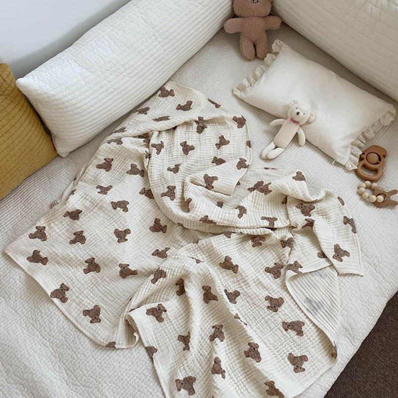 Bear Print Baby Blankets Newbo - Swaddle Blanket Muslin review and price