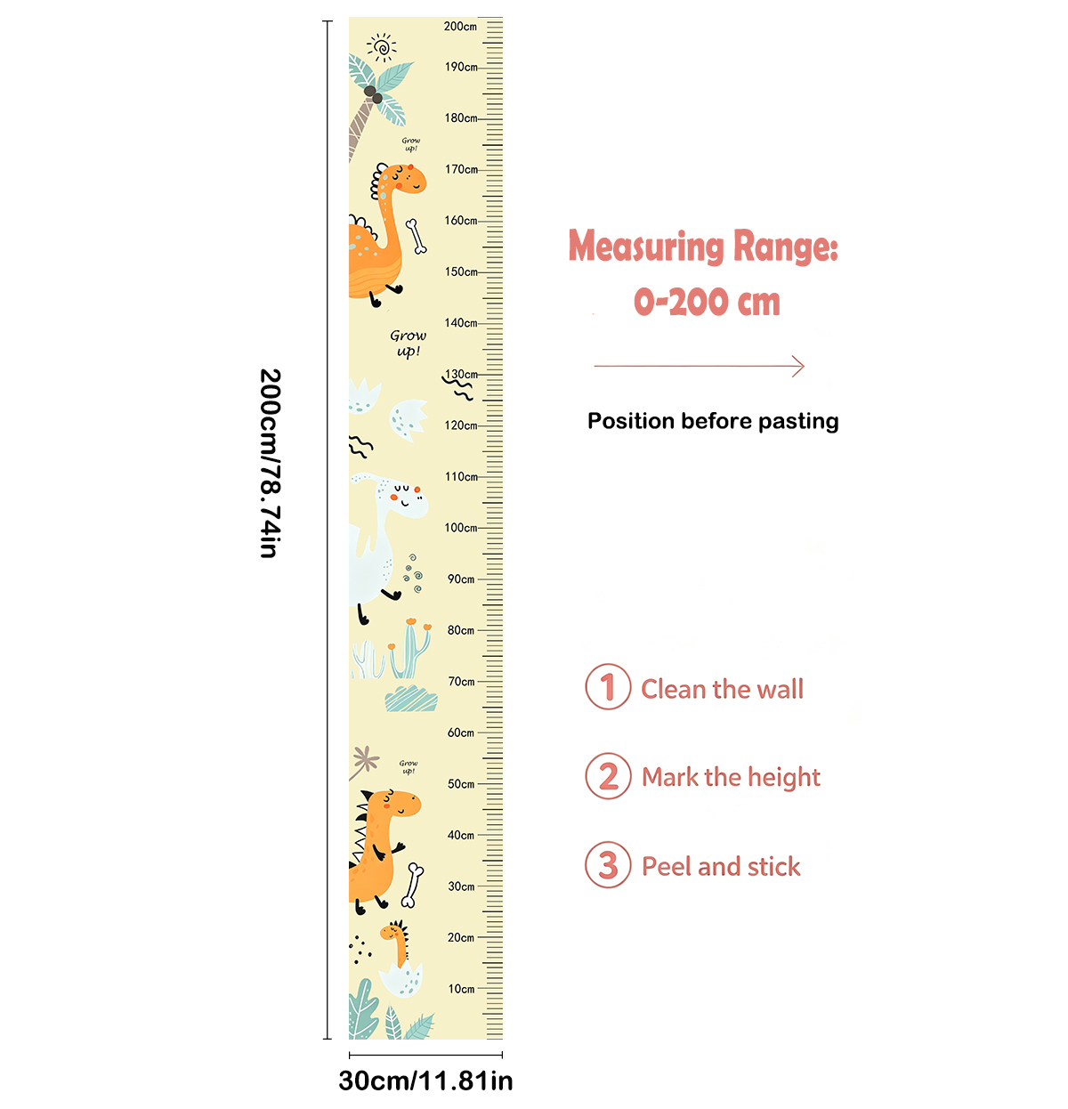 Cartoon Cactus Dinosaur Height - Growth Chart Ruler review and price