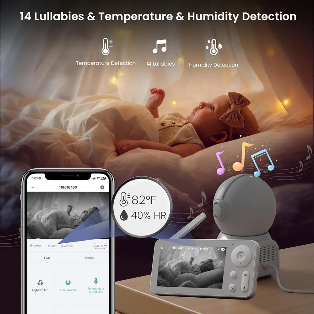 2K Baby Monitor with 2 Cameras - Baby Nursery Mobile review and price